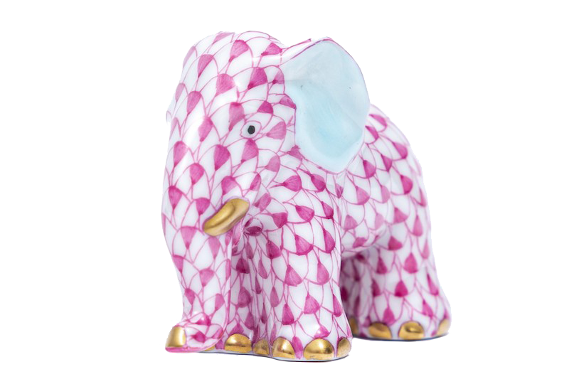 a Herend lucky pink fishnet standing elephant